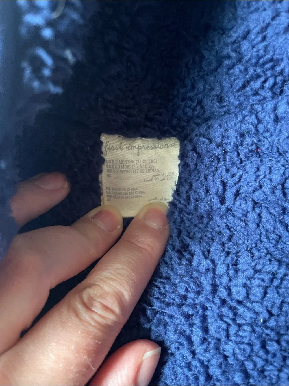 First Impressions Cozy Navy Sherpa Jacket